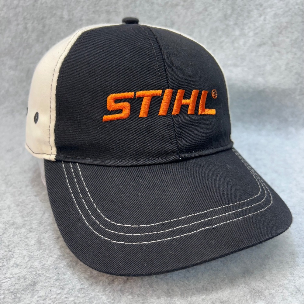 Stihl Logo Mens Black Cream Stihl Outfitters Hat Embroidered Adjustable OSFM